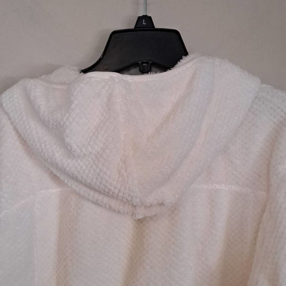 Fleece Hooded Full Zipper Jacket Medium Cream White - Picture 11 of 12